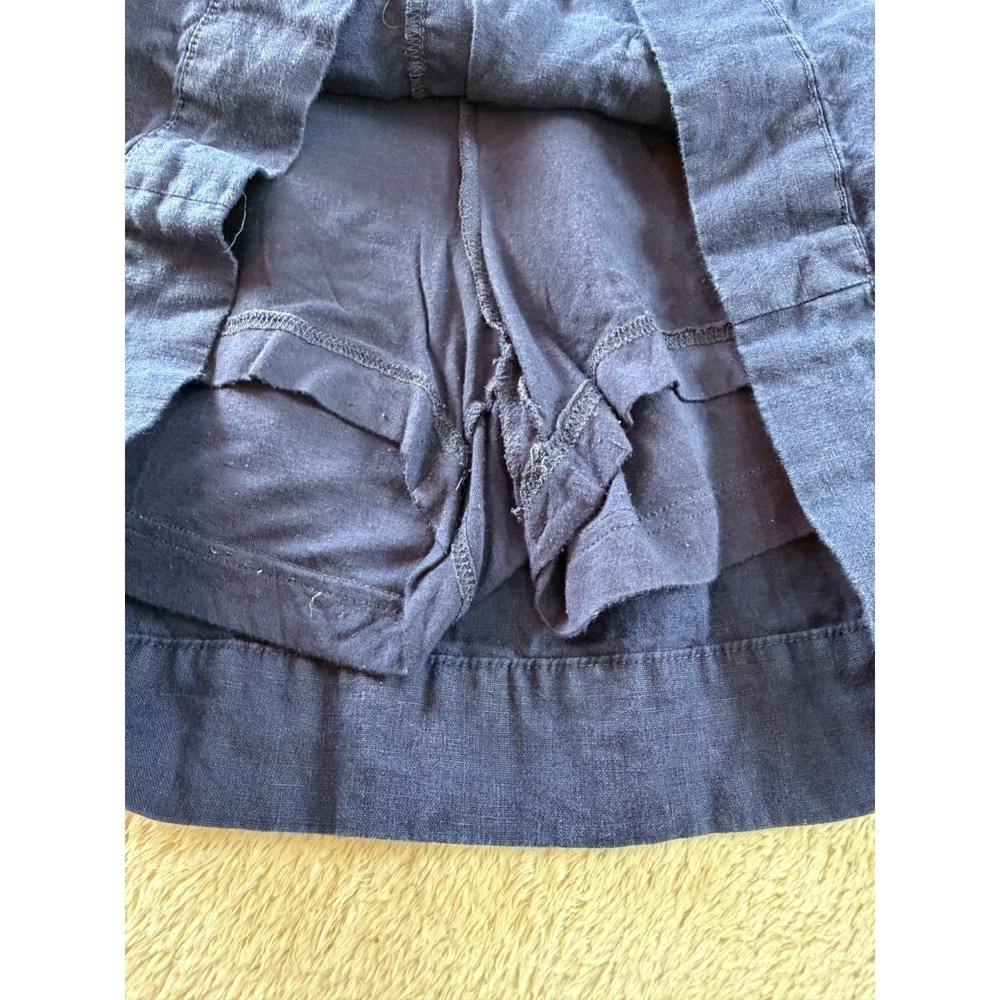 Nicole Miller Linen Skirt Womens L Navy Blue Built-in Shorts Button Front Pocket - Picture 4 of 8
